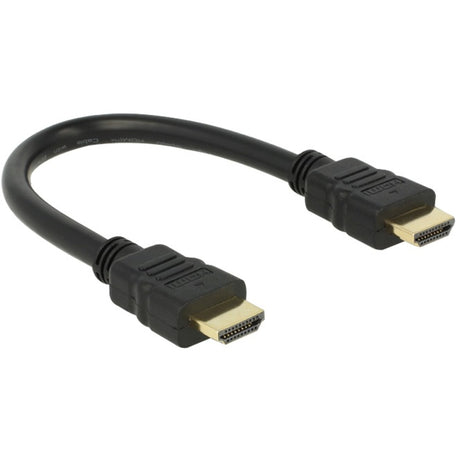 Delock High Speed HDMI mit Ethernet - HDMI a Stecker > HDMI a Stecker Kabel (schwarz, 0,25 Meter, 4k)