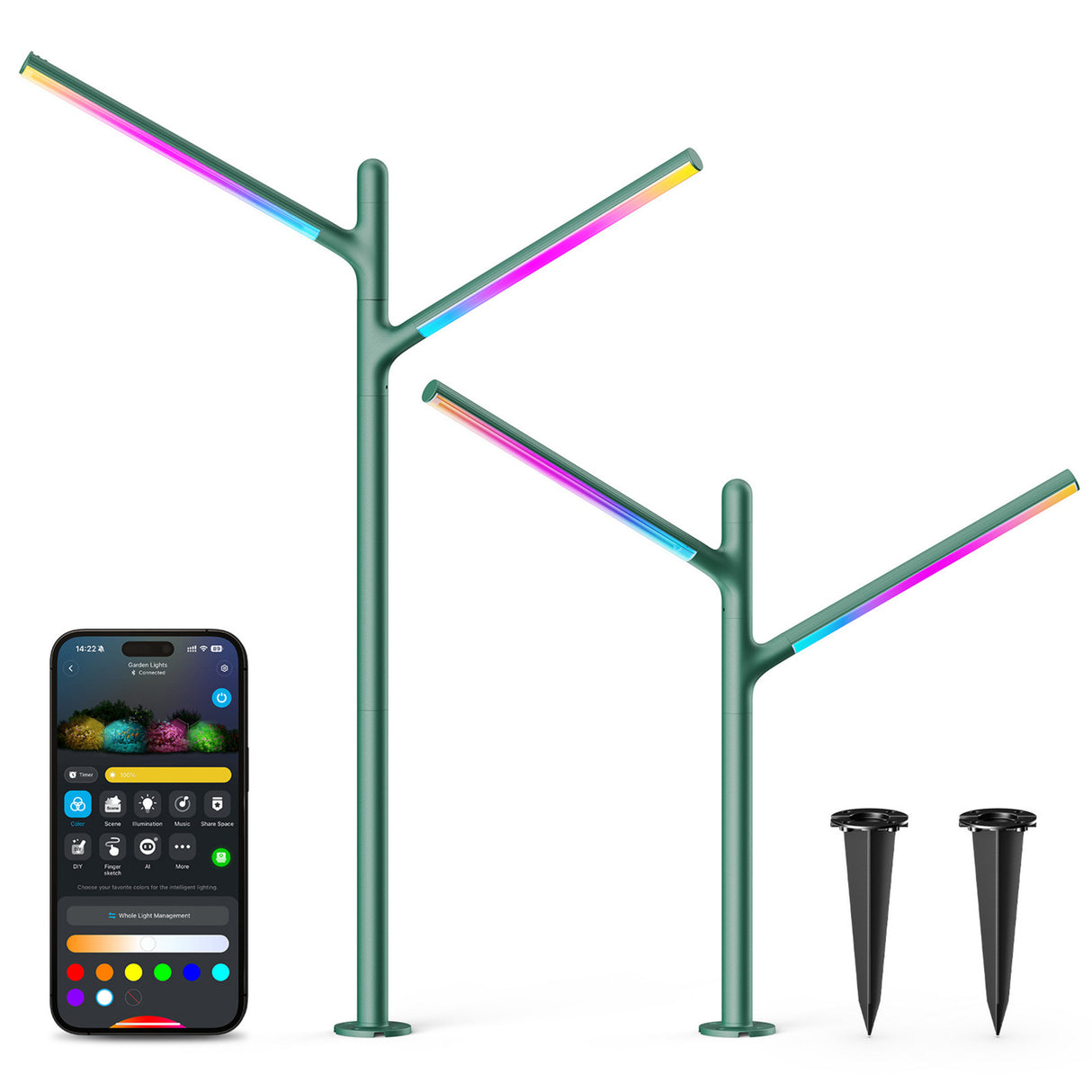 Govee Outdoor-Gartenleuchten Smart Garden Lighting Matter RGBWW 2 Stück