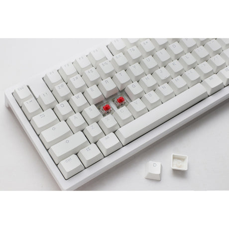Ducky Zero 6108 Pure White RGB mechanische Gaming-Tastatur (weiß, US-Layout (QWERTY), Cherry MX2A Brown, 100 %, RGB-LEDs, Double-Shot PBT, Hot Swap, 2,4 GHz | Bluetooth | USB-C)