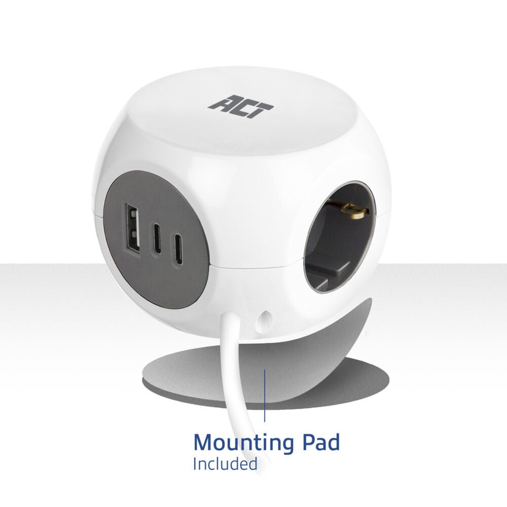 Act-Steckdosenleiste Cube mit 3 Steckdosen (Typ F), 30 W pd