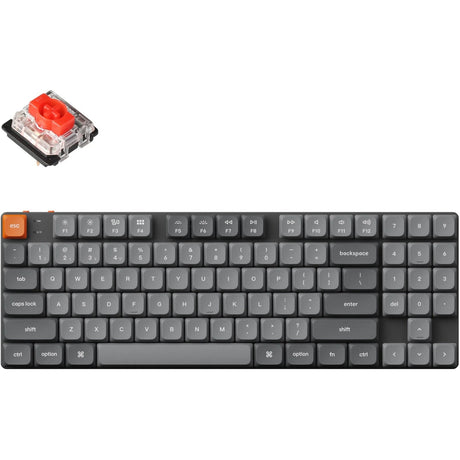 Keychron K13 Max-H1 RGB mechanische Tastatur (schwarz, US-Layout (QWERTY), Gateron Low Profile 2.0 mechanisch rot, 80 % (TKL), RGB-LEDs, Low-Profile Double-Shot PBT, Hot Swap, 2,4 GHz | Bluetooth 5.1 | USB-C)