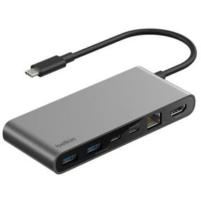 Belkin 8-poorts usb-c-hub met 2,5 gb ethernet-poort usb-hub (grijs)