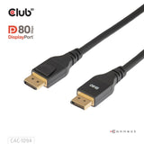 Club 3D-zertifiziertes Displayport 2.1 Vesa DP80-Kabel (schwarz, 2 Meter, 8k 240 Hz, 10k 60 Hz, 80 Gbit/s)