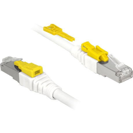 Delock Patchkabel RJ-45 sicher mit Cat.6a (weiß, 85331, 1 Meter)