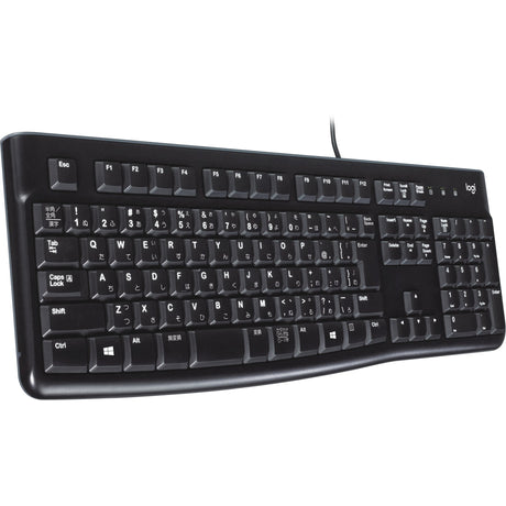 Logitech-Tastatur K120 für Unternehmen (Schwarz, EU-Layout (QWERTY), Gummikuppel, 100 %)