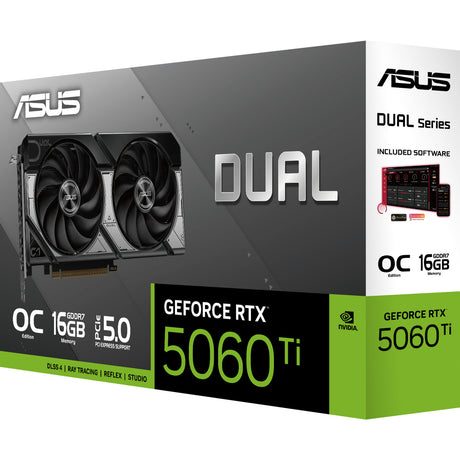 Asus Dual GeForce RTX 5060 Ti OC 16G Grafikkarte (schwarz, DLSS 4, 3x Display Port, 1x HDMI 2.1)