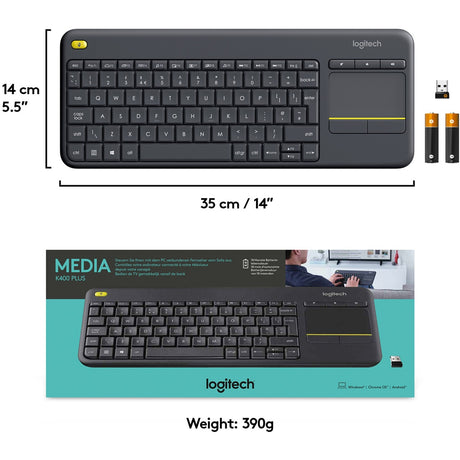 Logitech k400 plus Tastatur (Anthrazit, EU-Layout (QWERTY))