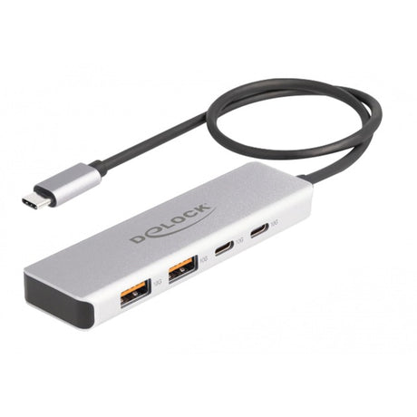 Delock USB 10 Gbit/s USB-C Hub USB-Hub (grau, 2x USB-A 3.2 (10 Gbit s), 2x USB-C 3.2 (10 Gbit s))