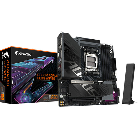 Gigabyte b850m aorus elite wifi6e socket am5 moederbord (zwart, raid, 2.5gb-lan, wi-fi 6e, bt, sound, µatx)