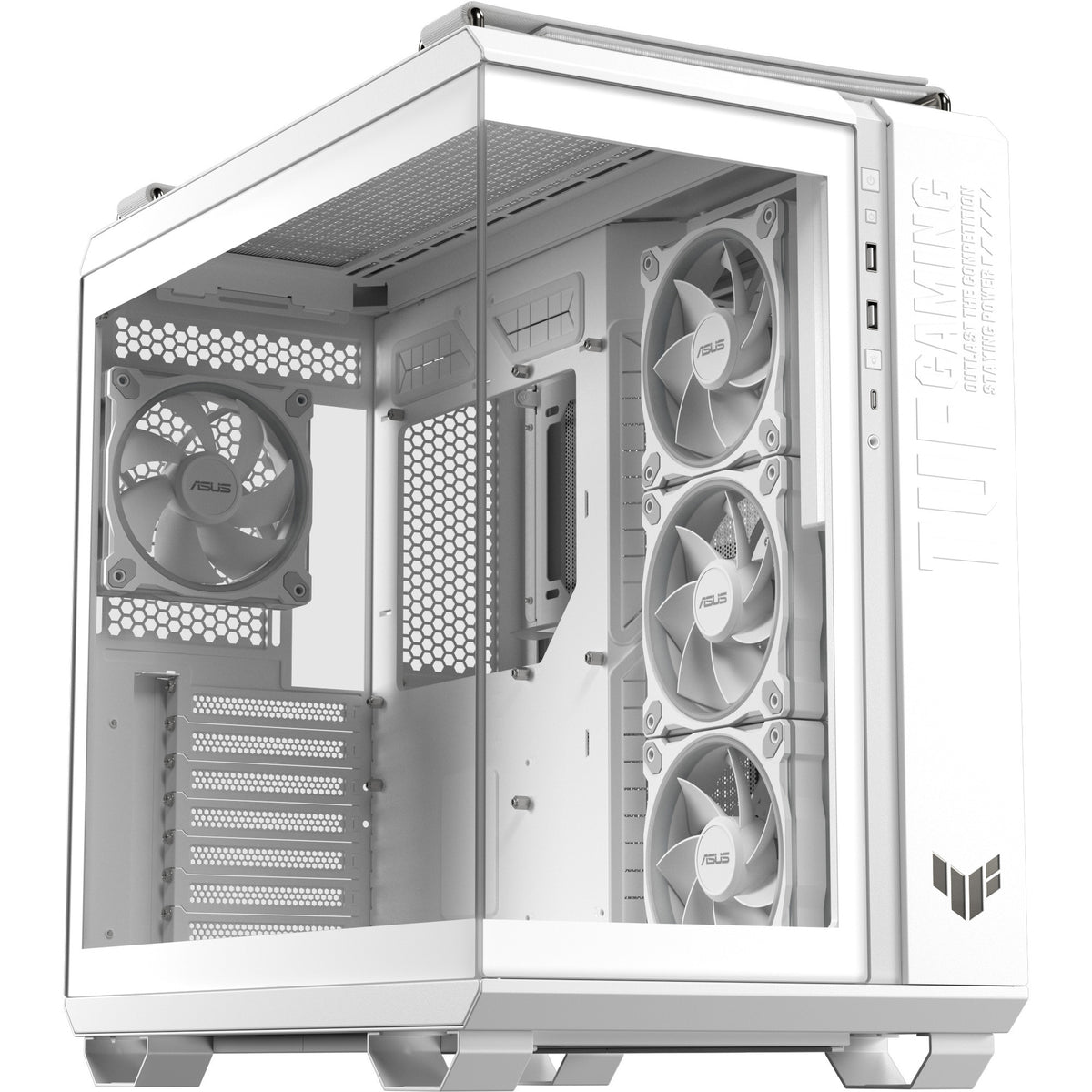 Asus TUF Gaming GT502 Horizon ArGB Midi-Tower-Gehäuse (weiß | 3x USB-A | 1x USB-C | gehärtetes Glas)