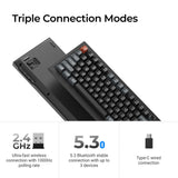 Keychron v3 ultra 8k wireless custom mechanical keyboard (zwart, us lay-out (qwerty), silk pom banana, 80% (tkl), rgb, hot swap, 2.4 ghz | bluetooth 5.3 | usb-c)