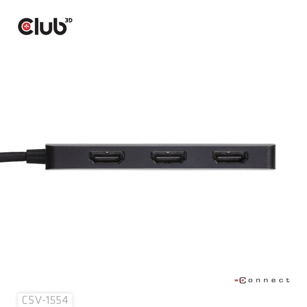 Club 3D USB-C auf Triple HDMI MST Hub 4K60Hz Adapter (Schwarz)