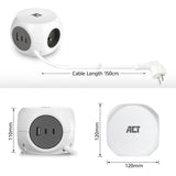 Act Connectivity Steckdosenleiste Cube mit 3 Steckdosen, 30 W d