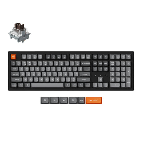 Keychron k10 max-h13 rgb mechanisch toetsenbord (zwart, us lay-out (qwerty), apex brown, 100%, rgb leds, osa double-shot pbt, hot swap, usb-c | 2.4 ghz | bluetooth 5.1)
