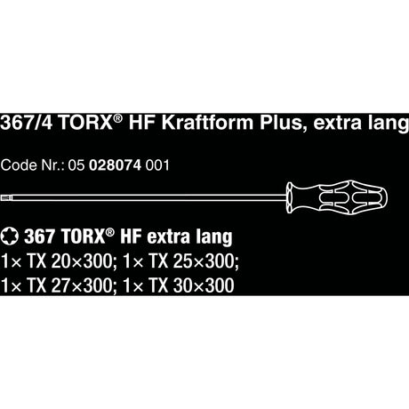 Wera Schraubendreher-Set HF Kraftform Plus Schraubendreher-Set 367 4 Torx HF