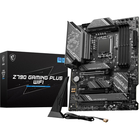 MSI Z790 Gaming Plus Wi-Fi Socket 1700 Mainboard (grau schwarz, RAID, 2,5 GB-LAN, Wi-Fi 6e, BT, Sound, ATX)