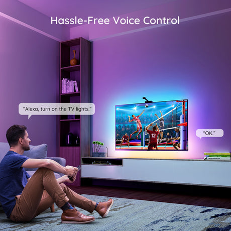 Govee H6199 DreamView T1 TV-Hintergrundbeleuchtung, Stimmungsbeleuchtung (5 Meter, RGBIC, WLAN, Bluetooth, für 75–85 Zoll Fernseher)