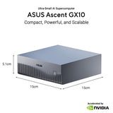 Asus ascent gx10 arm v9.2-a 128 2 mini-pc (donkergrijs | nvidia gb10 grace blackwell | dgx spark | nvlink-c2c | 128 gb | 2 tb ssd)