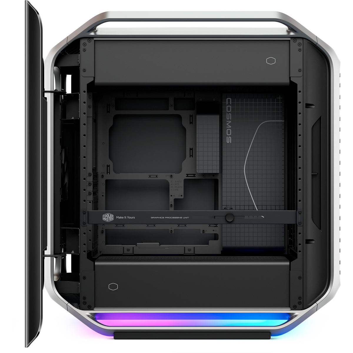 Cooler master cosmos alpha big tower behuizing (zwart zilver | 4x usb-a | 2x usb-c | rgb | tempered glass)