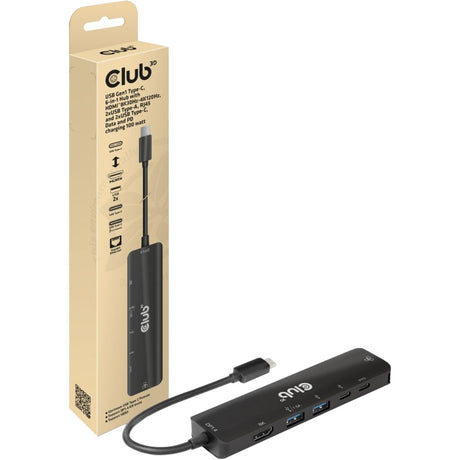 Club 3D USB Gen1 Typ-C 6-in-1-Hub-Dockingstation (Schwarz)