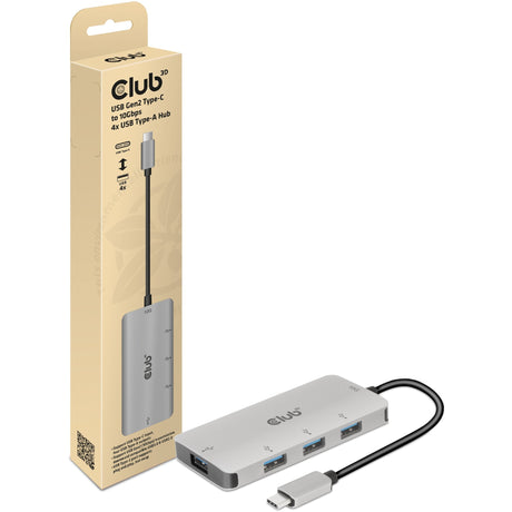 Club 3D USB-C Gen2 > 4x USB-A 10Gbit/s USB-Hub (Aluminium)