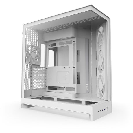 Nzxt H9 Flow RGB Midi-Tower-Gehäuse (weiß (matt) | 2x USB-A | 1x USB-C | RGB | gehärtetes Glas)