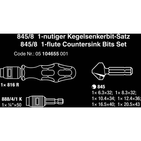 Wera 845 8 Galvanning-Bit-Set, 8-Stück