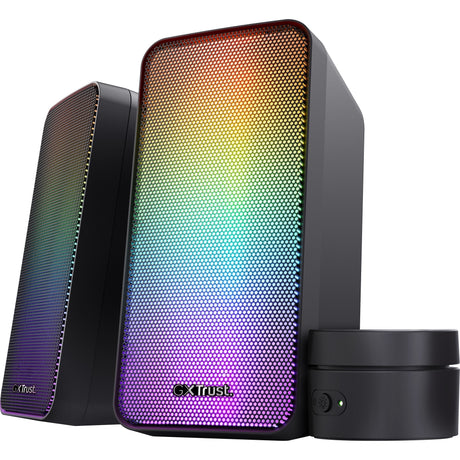 Trust GXT 611 Wezz Illuminated 2.0 RGB-Lautsprecherset PC-Lautsprecher (schwarz, RGB-LEDs)