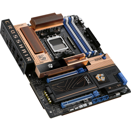 Asus rog crosshair 2006 socket am5 moederbord (zwart brons, raid, 5 gb-lan, 10 gb-lan, wi-fi 7, bt, sound, atx)
