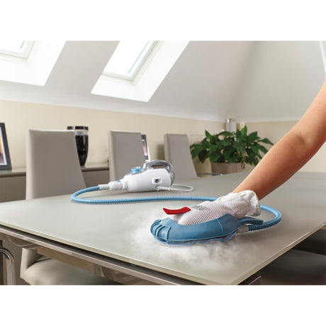 Black+Decker 1600 W Steam-Mop BHSM1615DAM-QS Dampfreiniger (weiß blau, inkl. Steamitt, Delta-Fuß und 17 Zubehörteile)