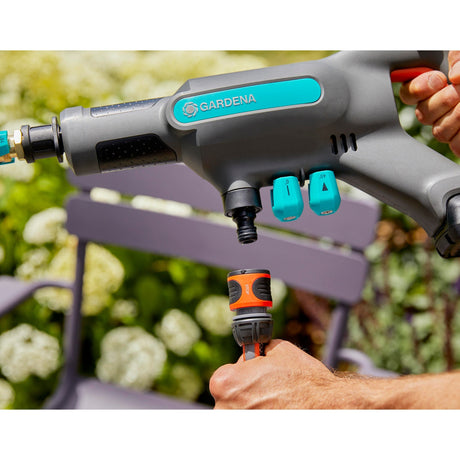 Gardena Aquaclean 24 18 V P4A Solo Hochdruckreiniger (Grau Türkis, 14800-55, Batterie nicht im Lieferumfang enthalten)