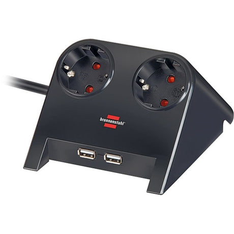 Tischsteckdosenleiste Brennerstuhl USB-Ladegerät 1,8m schwarz