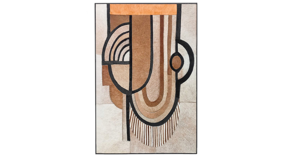 Schilderij abstract leer 52x77x2cm