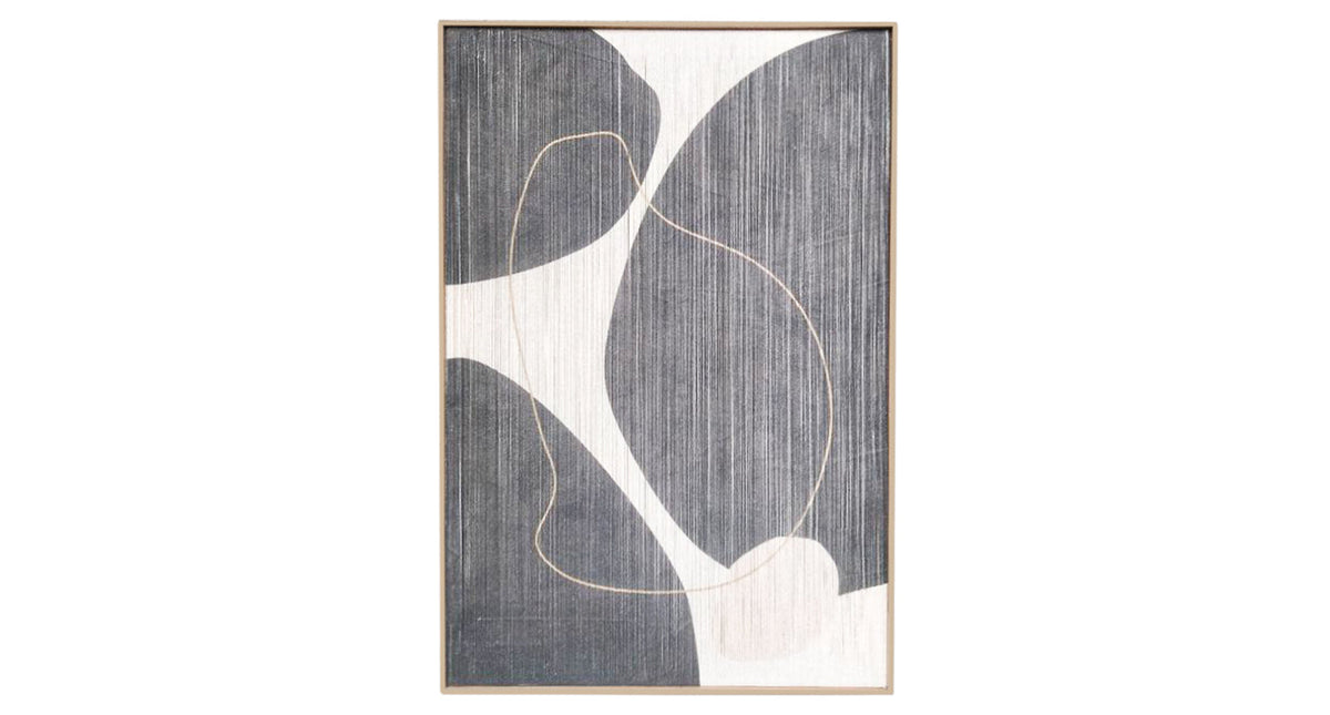 Schilderij draad organisch zwart wit 56x84x2,5cm