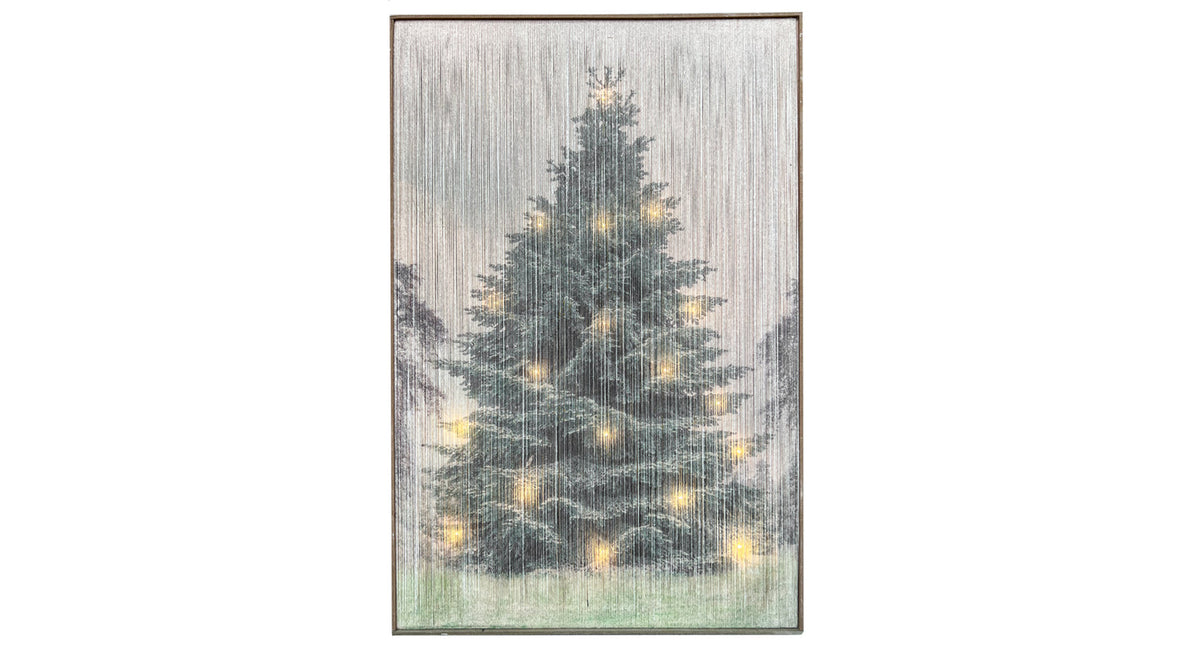 Schilderij draad dennenboom met verlichting 55,5x84x2,5cm