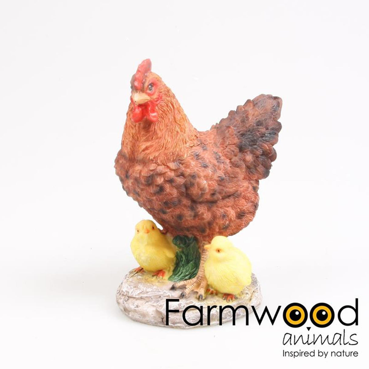 Farmwood Tiere Gartenstatue Huhn + Küken braun 15x11x20cm