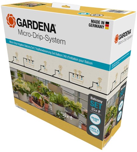 Gardena Mikro-Tropfbewässerungs-Balkonset (15 Pflanzen) Tropfer (schwarzgrau)
