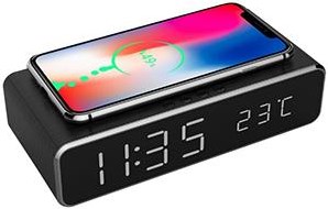 Gembird Digitalwecker mit kabelloser Ladefunktion für Smartphone – 8140250