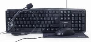 Gembird Heimarbeitsset, schwarze Tastatur, Maus + Matte und Headset – 9510121