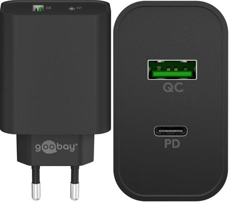 Goobay USB + USB-C Schnellladegerät 45W schwarz - 9550193