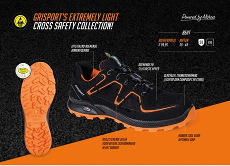 Grisport safety cross safety beat 33602 laag s3 zwart oranje - maat 45 - 00.049.007.45