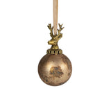 Weihnachtskugel Hirsch aus Glas antikbraun ø8cm