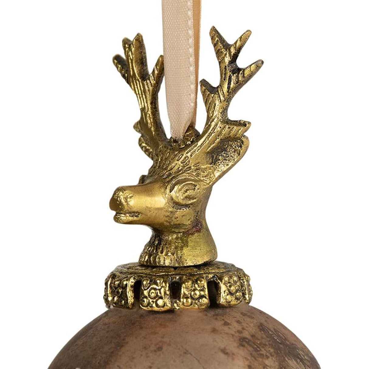 Weihnachtskugel Hirsch aus Glas antikbraun ø8cm