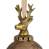 Weihnachtskugel Hirsch aus Glas antikbraun ø8cm