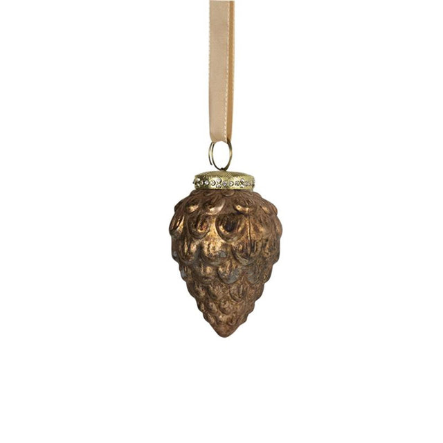 Weihnachtskugel Tannenzapfen Glas antikbraun ã˜8cm