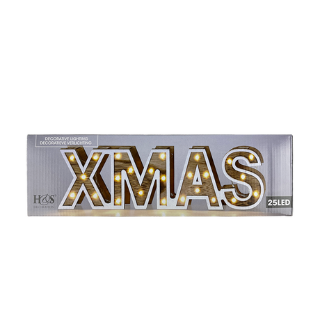 H s letters hout led xmas 25led 38cm