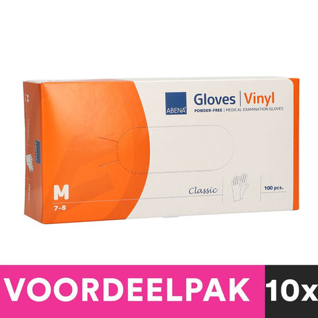 Puderfreie Vinyl-Handschuhe von Abena, Größe M, 100-teiliges Vorteilspaket