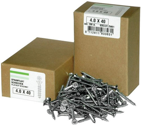 Hoenderdaal fasteners hoenderdaal spaanplaatschroef vz pk pz2 4.0x12 | 200 stuks - 0203.01.24401