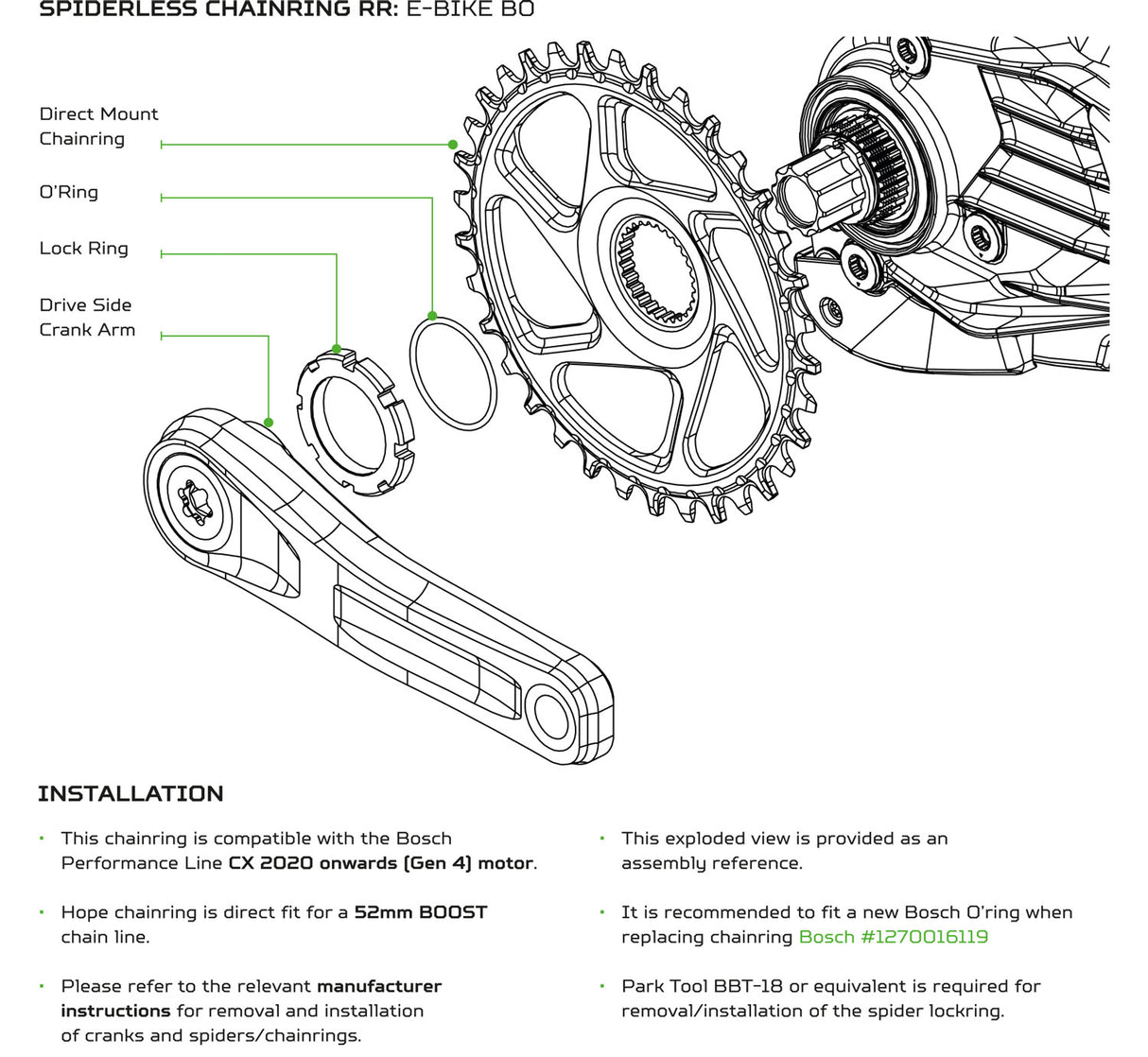 Hope R22 E-Bike Kettenblatt Direktmontage Bosch Gen4