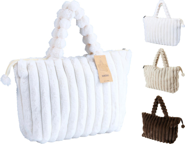 Home styling handtas teddy ribbel in 2 kleuren